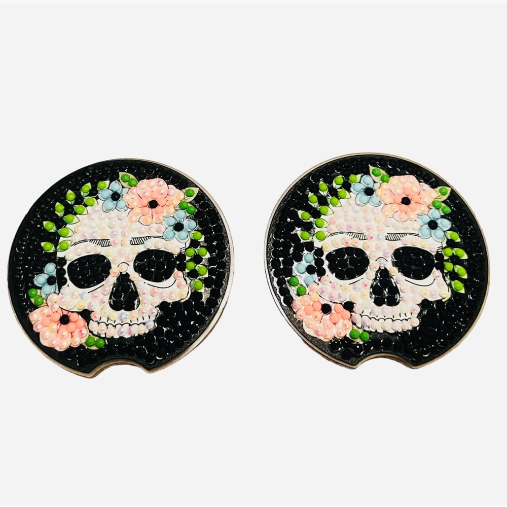 Diamond Skull Head Car Coasters